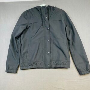 Volcom Women's Black Hooded Water Resistant Jacket Size Small Skate Surf Rain